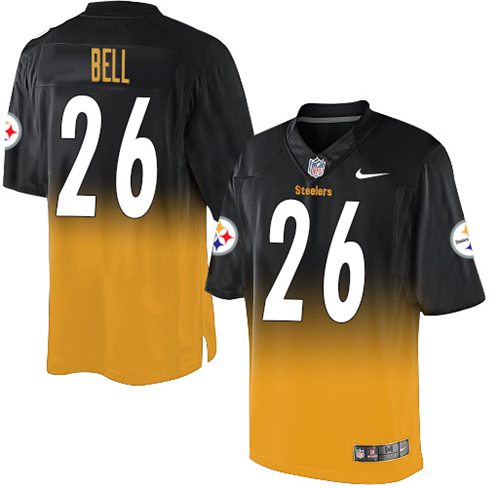Nike Steelers #26 Le'Veon Bell Black/Gold Men's Stitched NFL Elite Fadeaway Fashion Jersey
